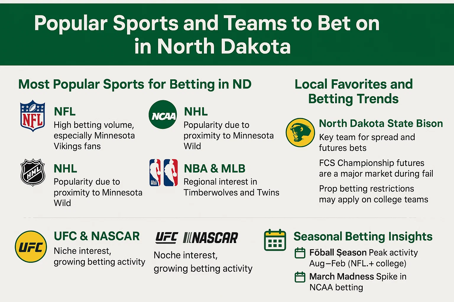 Popular Sports and Teams to Bet on in North Dakota